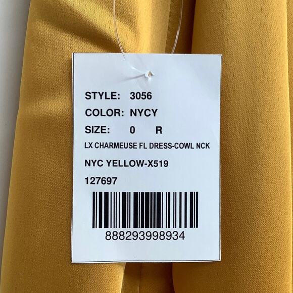 NEW! Dessy Collection Size 0 Lux Charmeuse Slip Dress NYC Yellow $231 msrp J1-2 - Picture 10 of 10